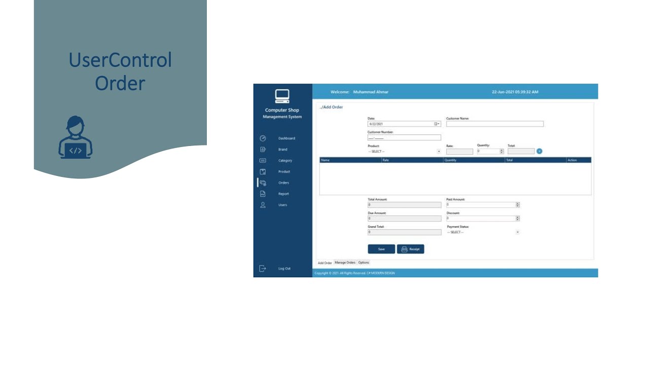 Computer Shop Management System | Order UserControl | C#