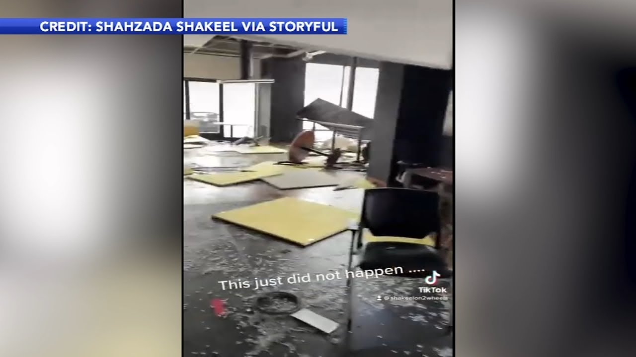 Video shows car dealership being hit by tornado in Bucks County, Pennsylvania