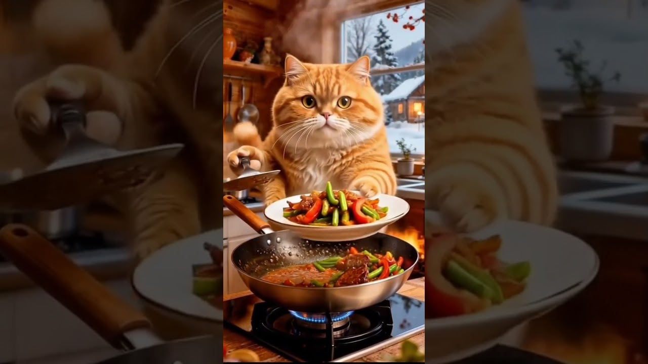 Orange Cat Cooks Fresh Meat and Sells Garden Tomatoes at the Market! 😹🍅🔥