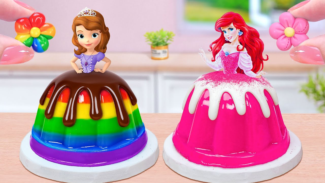 Cute Mini Princess Jelly Cakes 👑Lovely Rainbow & Pink Miniature Princess Cake Decorating🌸Mini Cakes