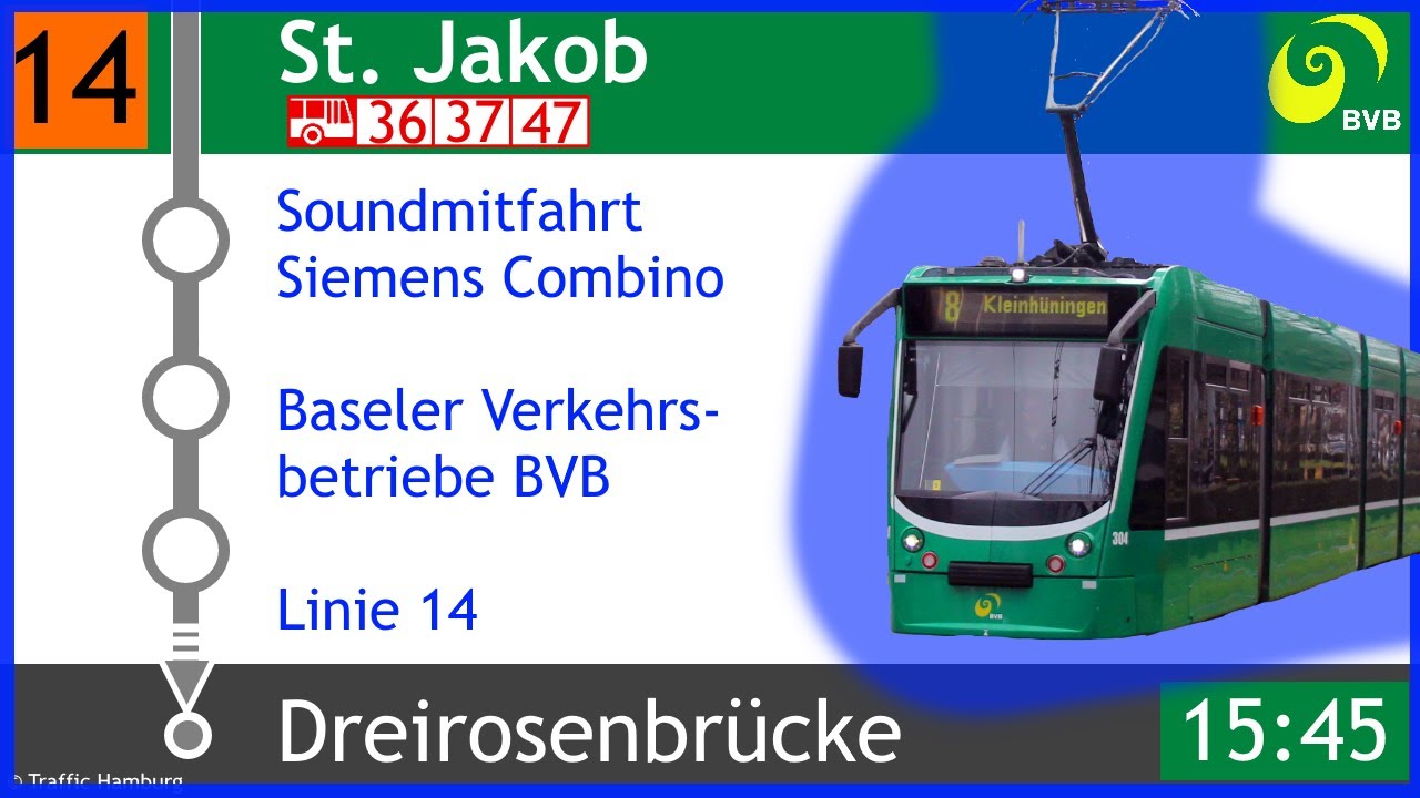 [SOUND] Tram Basel - Siemens Combino IGBT - Linie 14 - Traffic Hamburg
