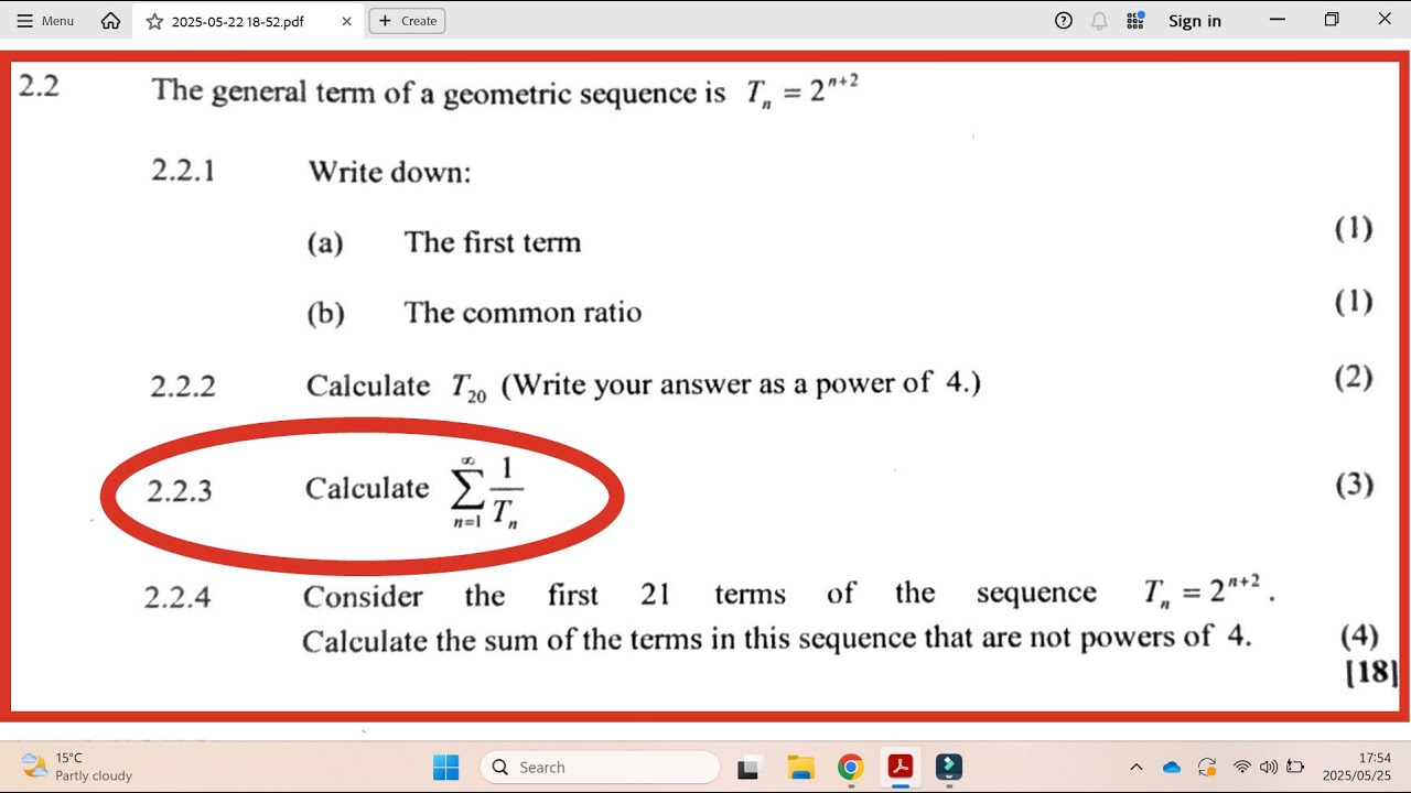 B | MAY/JUNE 2025 MATHEMATICS PAPER 1 - Arithmetic & Geometric Series, Sigma evaluations | GRADE 12