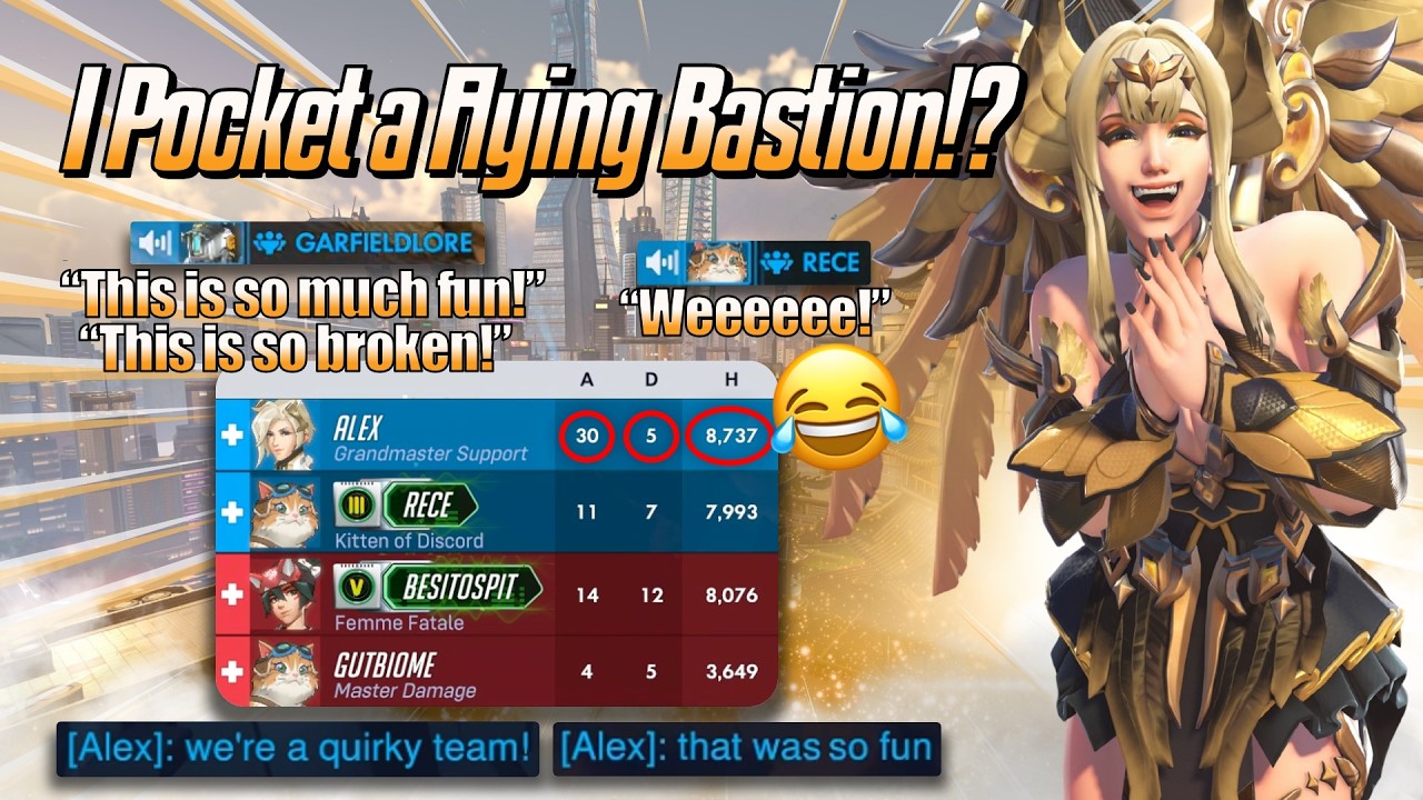 I Pocket a Flying Bastion!? 😂 - Mercy Gameplay & Commentary - Overwatch 2 (Season 1)