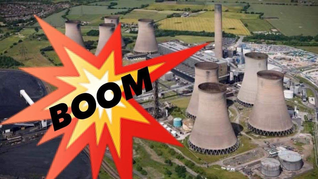 The blowing up of the first four towers fiddlers ferry  warrington  #explosion  #drone
