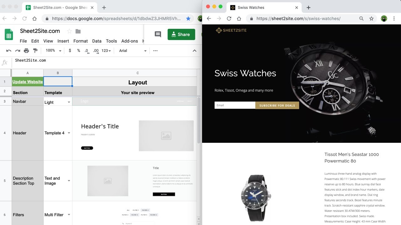 How to make a website from Google Sheets. No Code required.