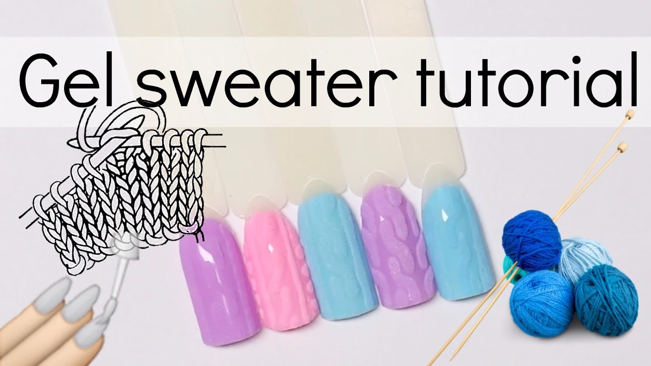 Knitted sweater nail design tutorial | Easy gel polish nailart