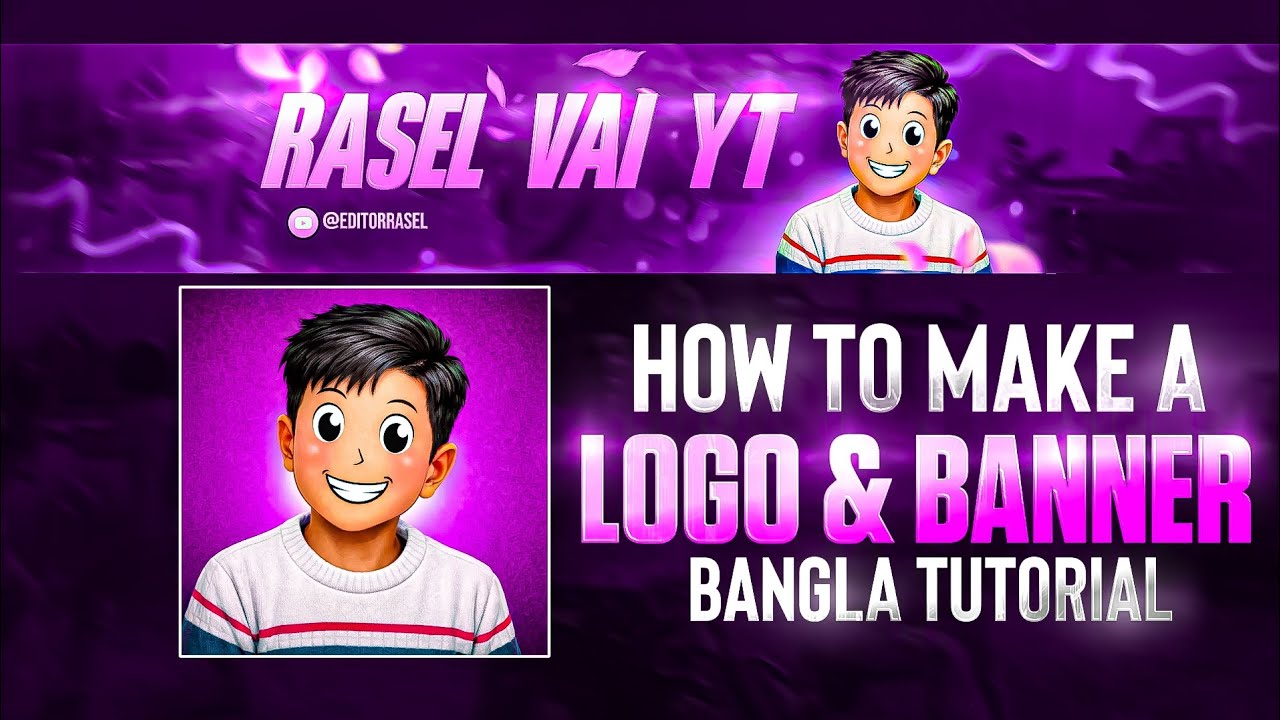 🔥Cartoon Logo & YouTube Banner Design | Bangla Tutorial #logo #banner 