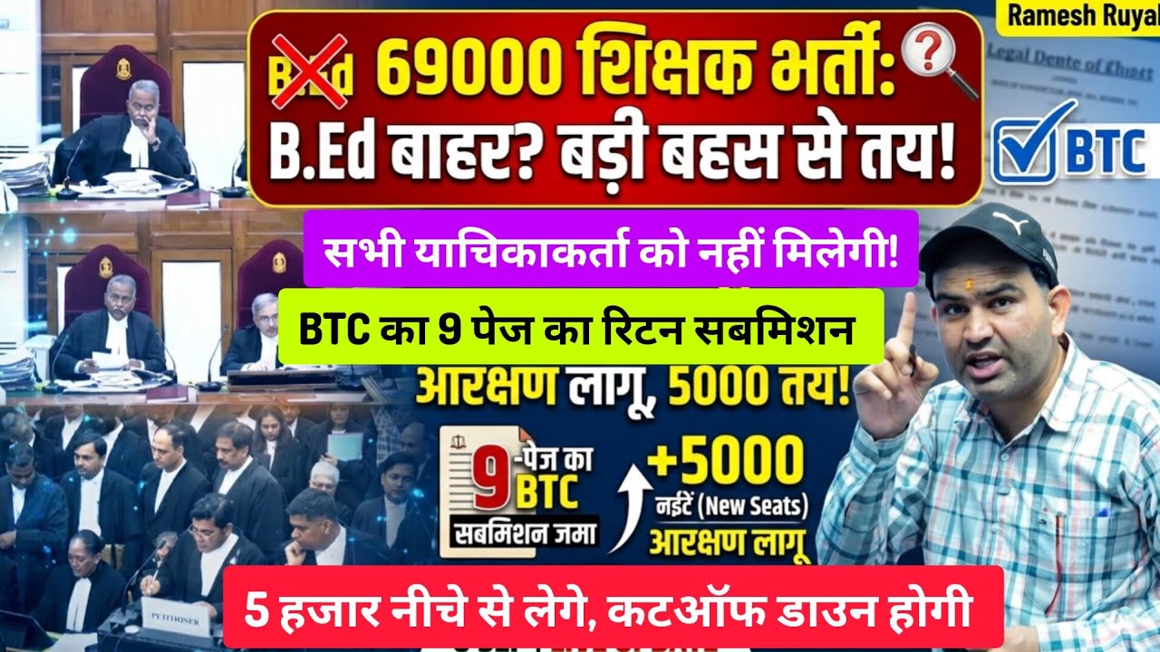 69000 शिक्षक भर्ती से बीएड बाहर होगा? 69000 shikshak bharti supreme court case news,69000 shikshak 