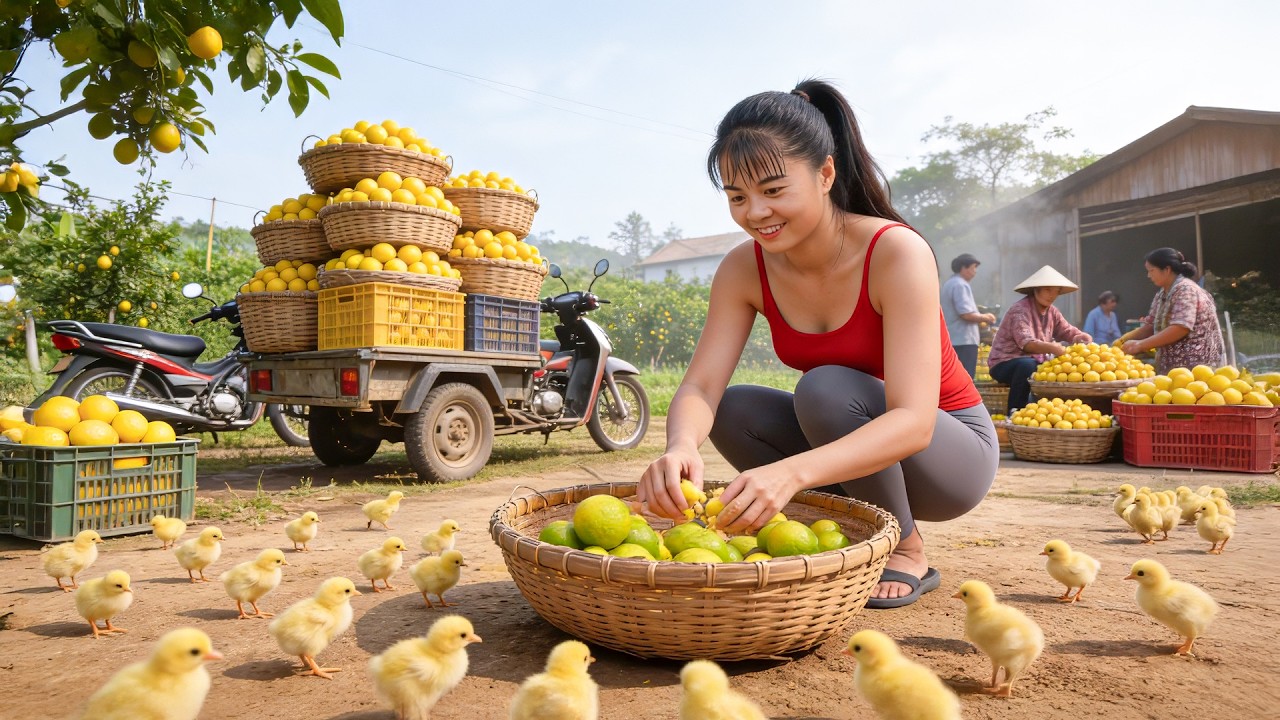 Many Hens Hatched Lots of Chicks and Bought Many Lemons from Farmers to Sell at the Market