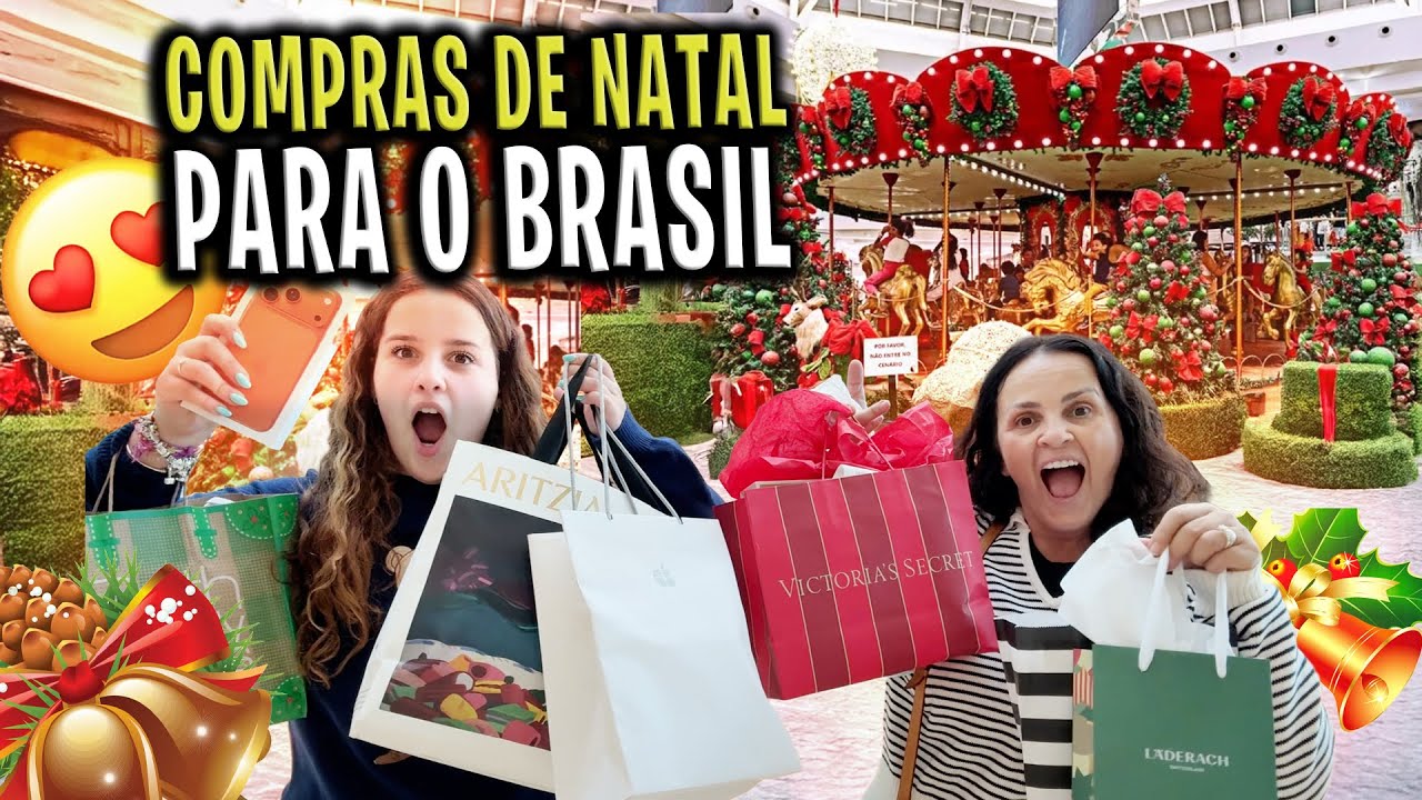 Passamos o dia no shopping fazendo compras de Natal pro Brasil 🇧🇷 