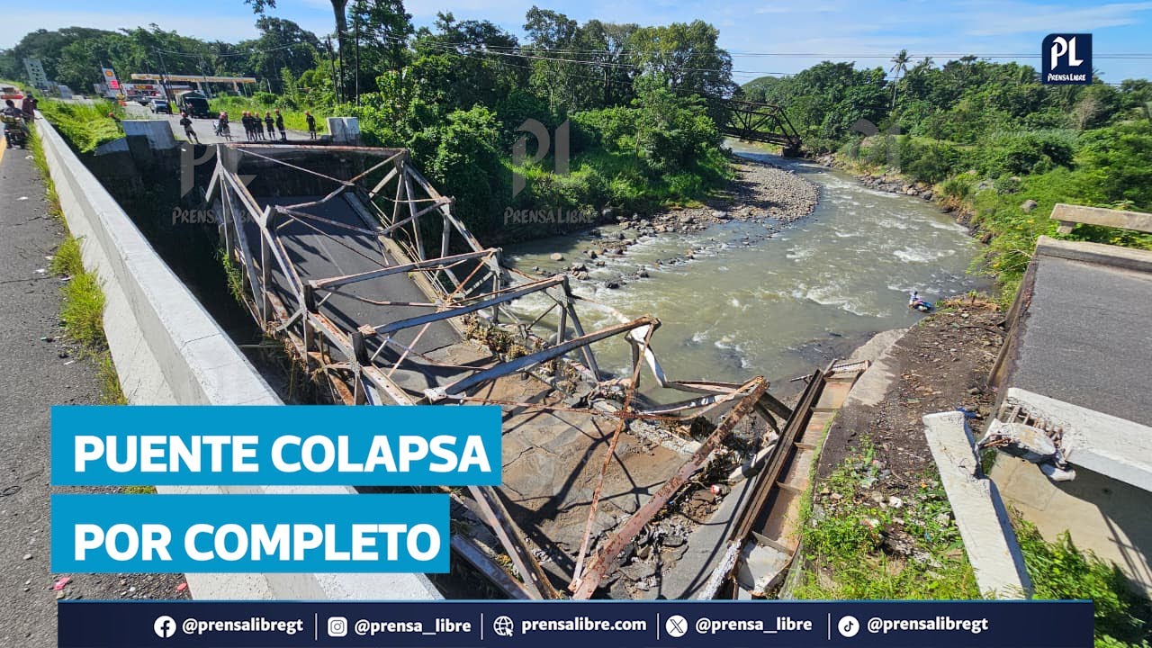Colapsa el puente Mocá en Suchitepéquez y Comunicaciones anuncia instalación de un puente Bailey