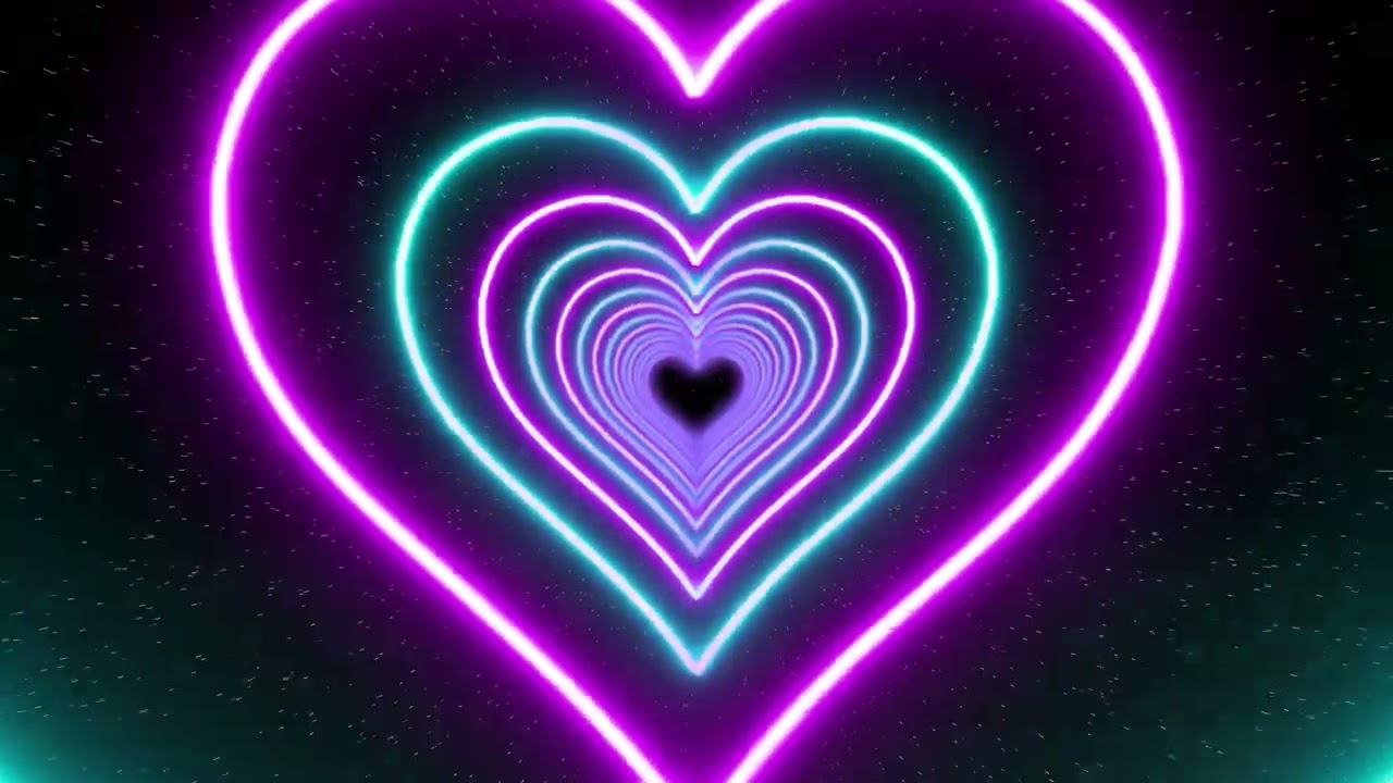Purple na Blue Neon Led Lights Love Heart Tunnel Background Video 💫💙💜 Heart Moving Background for TV