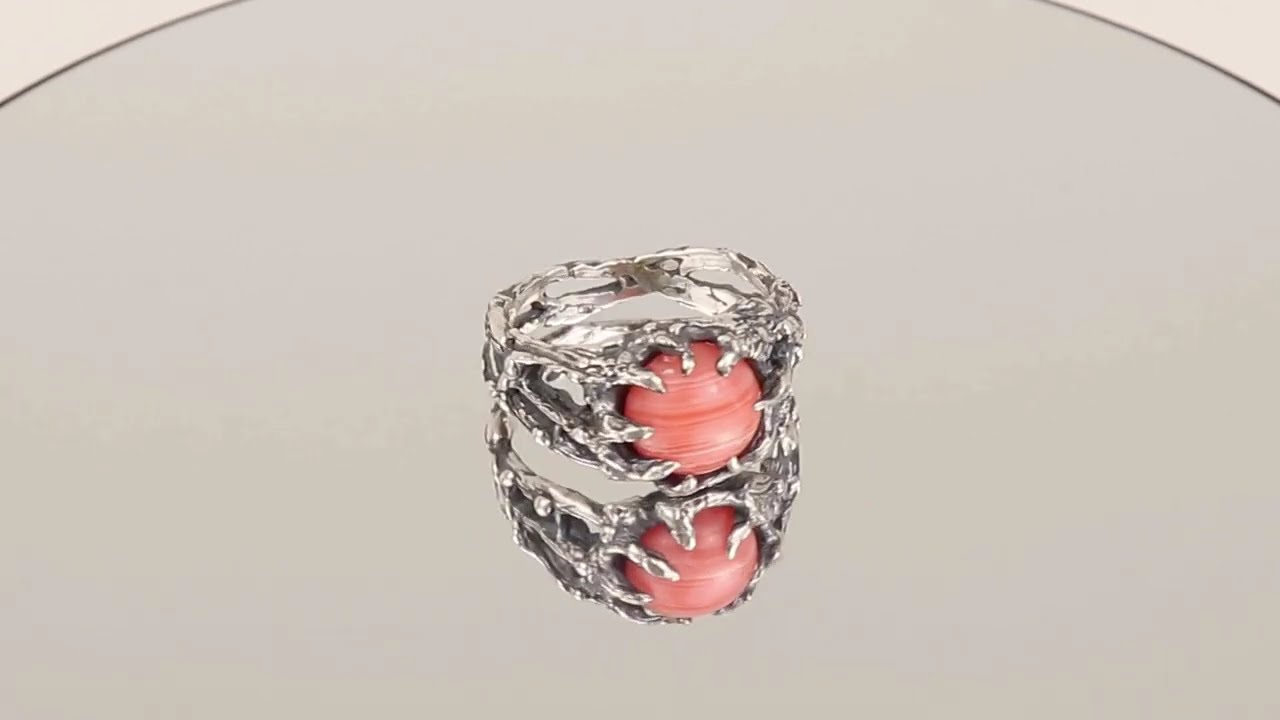 Chunky Sterling Silver Rhodochrosite Ring, Branch Ring For Women, Inca Rose Jewelry, Molten Ring