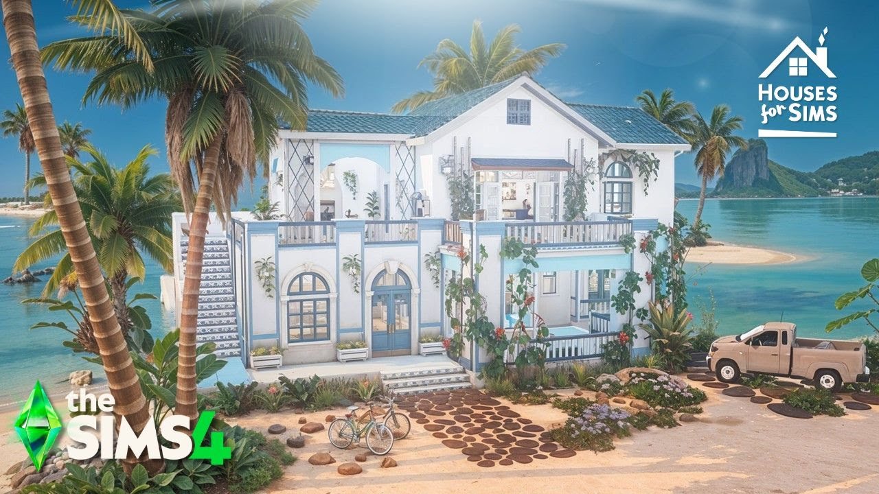 LUXURIOUS WATERFRONT HOUSE in The Sims4 - ASMR Speed Build