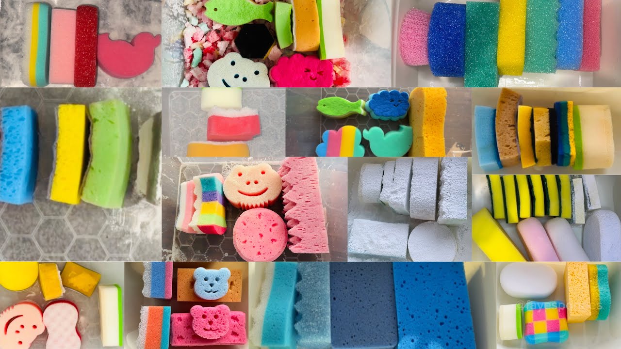 ASMR Jan26 highlights part 2 bulk variety kitchen plastic sponges ripping rip sleep compilation 