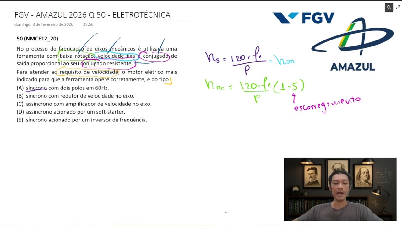 FGV - AMAZUL 2026 - Q50 - ELETROTÉCNICA - Máquinas Elétricas