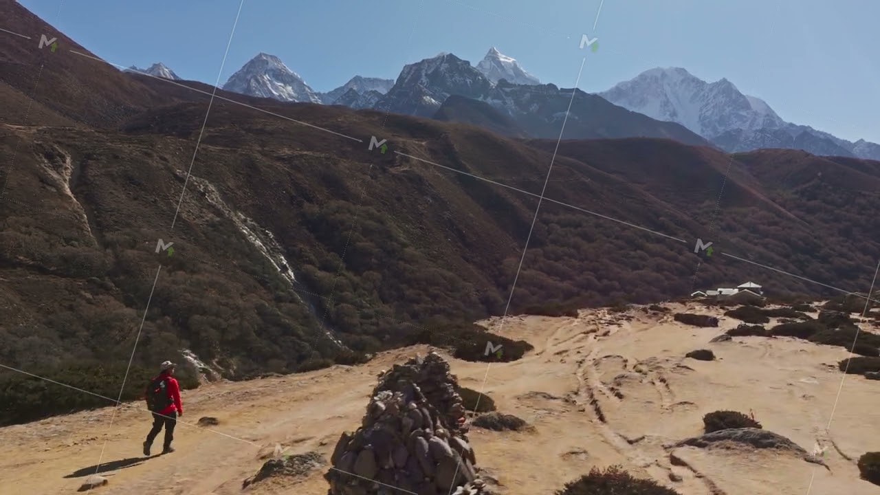 Experienced mountaineer trekking challenging Himalayan paths in the Shomare to Dingboche Route near