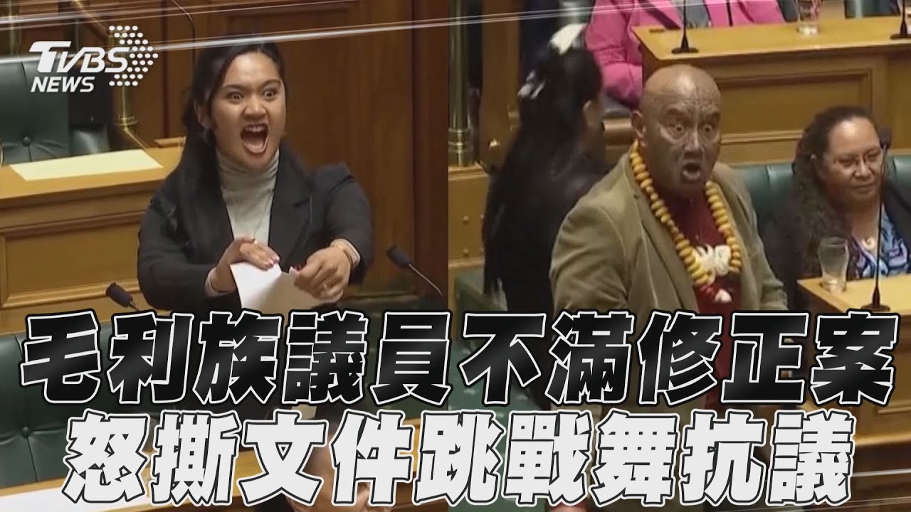 毛利族議員不滿修正案「怒撕文件」　紐西蘭國會「唱戰歌+跳戰舞」抗議｜TVBS新聞