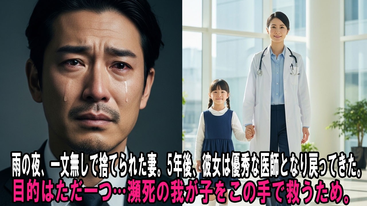 雨の夜、一文無しで捨てられた妻。5年後、彼女は優秀な医師となり戻ってきた。目的はただ一つ…瀕死の我が子をこの手で救うため。