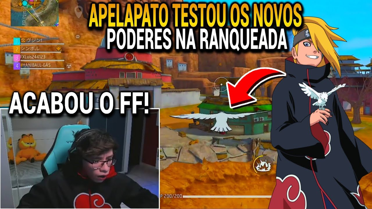 REAÇÃO DO APELAPATO AO TESTAR OS NOVOS PODERES DO NARUTO NO FREE FIRE, MUITA APELAÇÃO!!