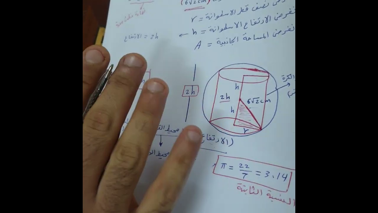 سؤال وزاري♥️أيجاد أبعاد أسطوانة دائرية قائمة