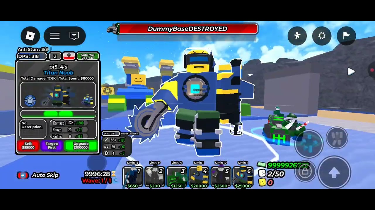 Boss noob 2.0 showcase dummy defense 
