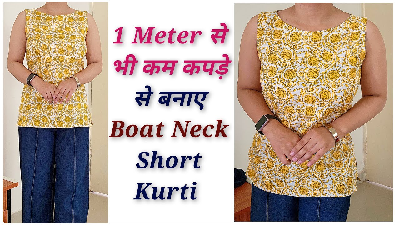 Boat Neck Short Kurti Cutting And Stitching | Boat Neck Top | Stitch By Stitch