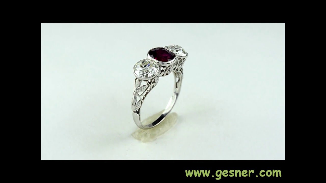 J.E. Caldwell Antique Ring 1.50ct. Burma Ruby No Heat & Diamond - J35698
