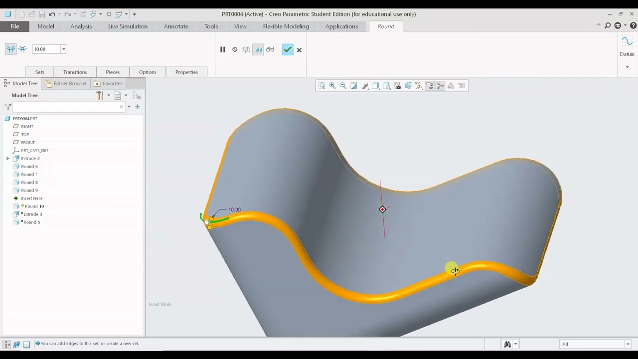 Create a Variable Round Feature - Creo Parametric