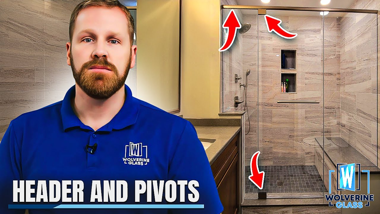 Frameless Shower Doors:  Header and Pivot Design