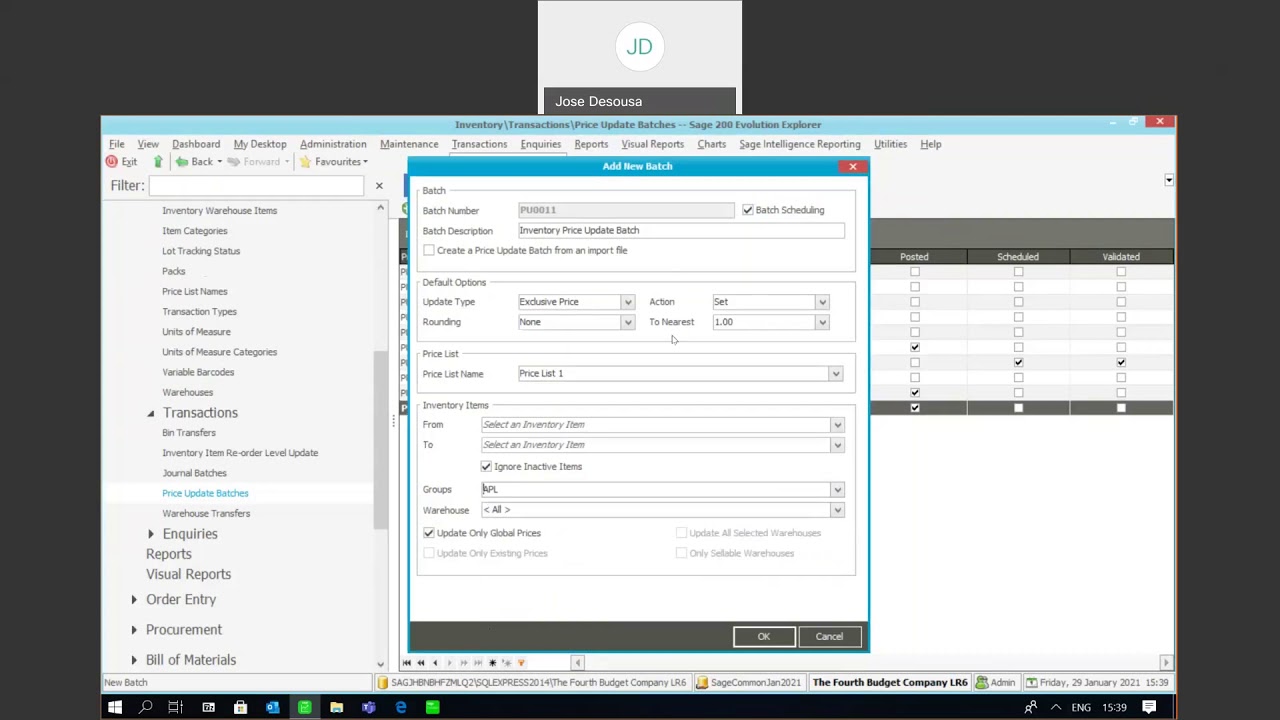 Sage 200 Evolution Price Update Batches