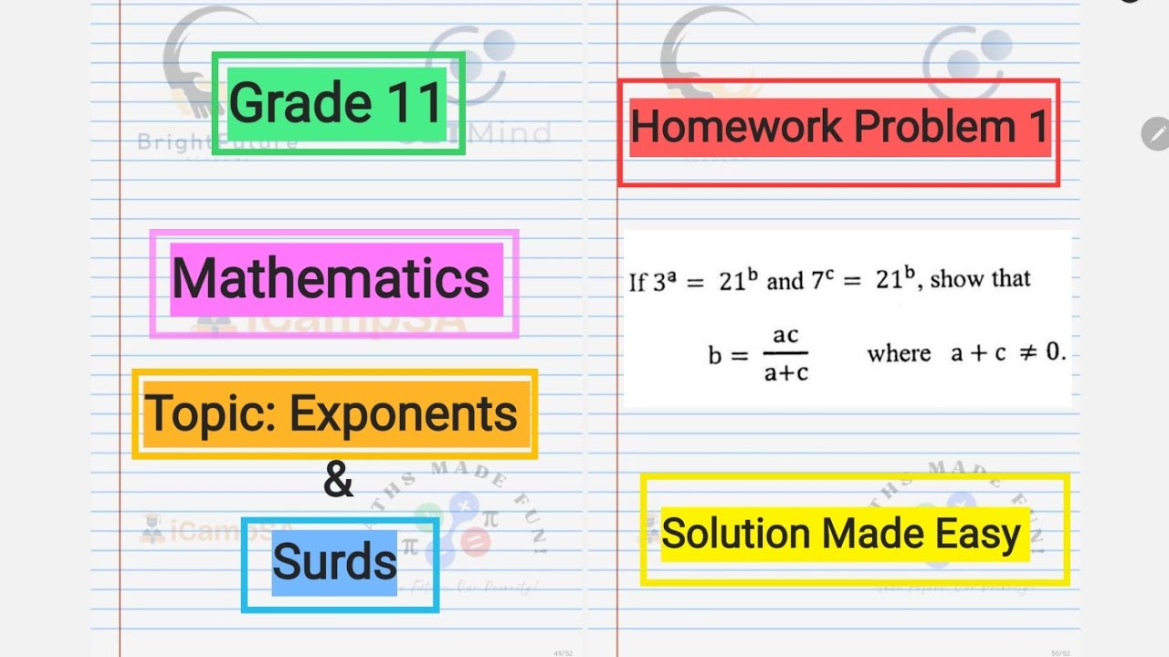 Grade 11 Mathematics: Hard Exponents & Surds Exam Question | Prove b = ac/(a+c) | iCampSA