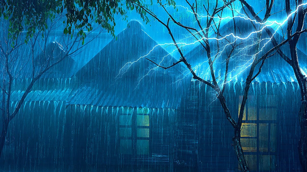 Overcome Stress in Minutes with Rain & Thunder Roaring on a Worn Metal Roof in the Night Forest