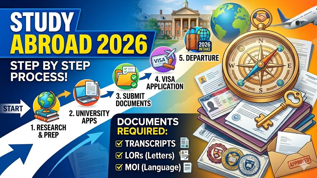 Step By Step Process for Study Abroad 2026 ! Documents Required ! Transcripts !LOR! MOI !2026 intake