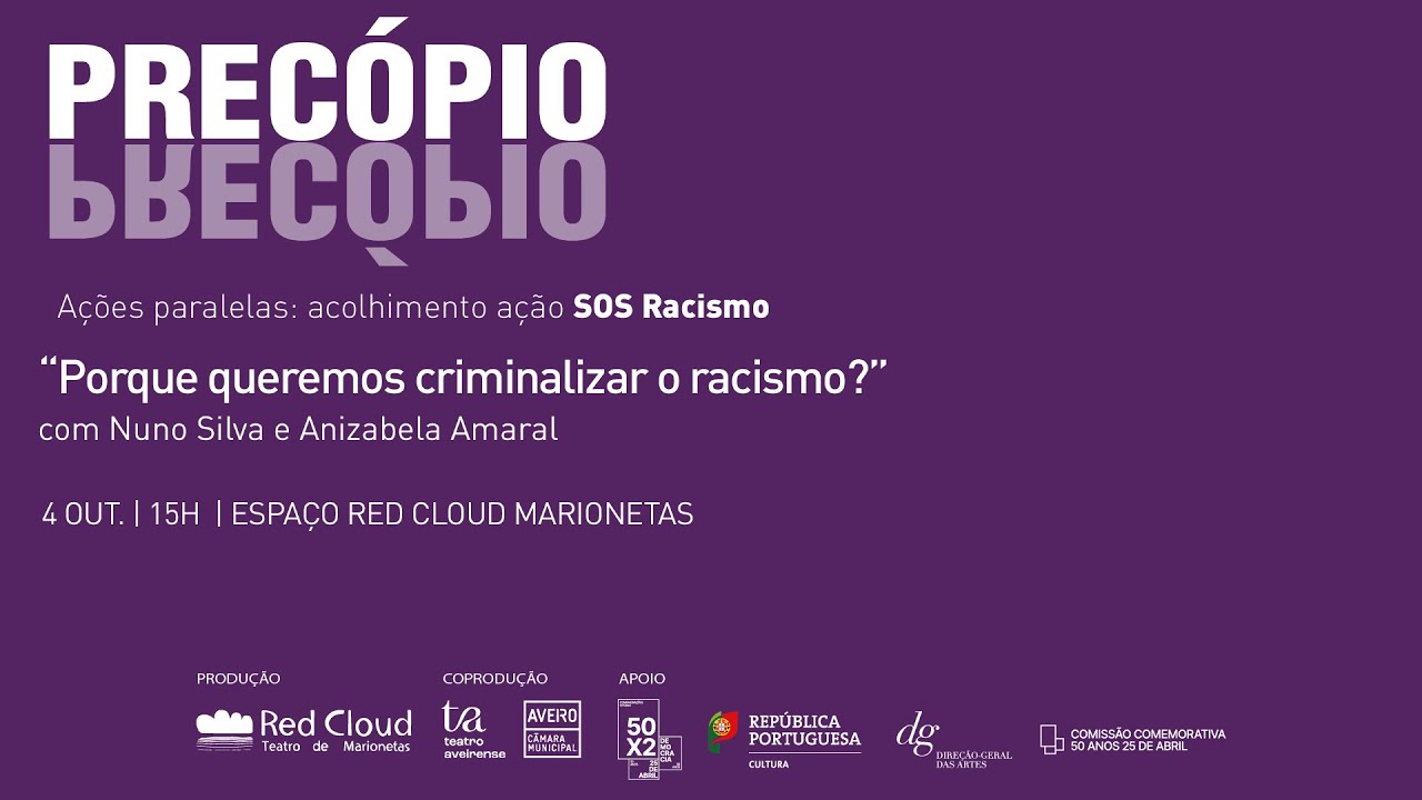 Acolhimento: Conversa SOS Racismo | Serviço Educativo - Ações paralelas 