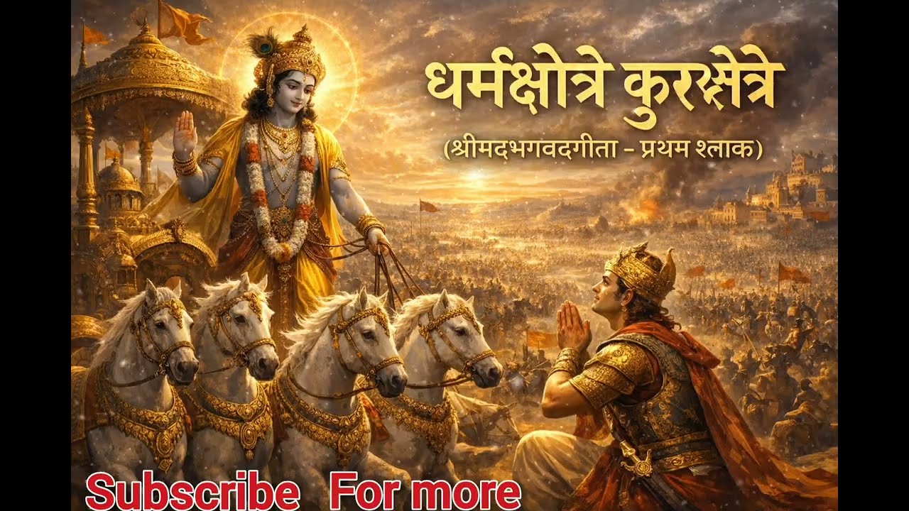 🙏श्रीकृष्ण का दिव्य आरंभ# भगवतगीता का प्रथम श्लोक संगीतमय  #पहला श्लोक भजन 🕉️#