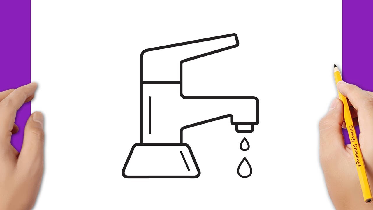 How to draw a faucet water