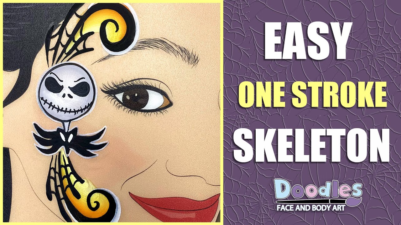 One stroke Jack Skellington: Skeleton Face Painting Tutorial
