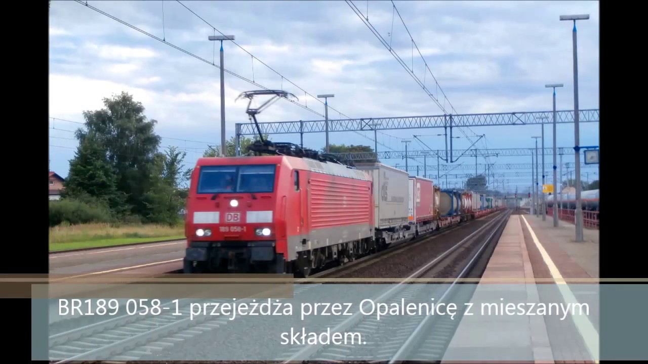 (DB Cargo Deutschland) Opalenica: BR189 058-1 mija stację Opalenica z mieszanym składem