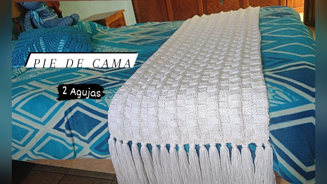 Pie de cama/manta blanca tejida a 2 agujas con punto acordeón, paso a paso | Tejiendo con Margaret
