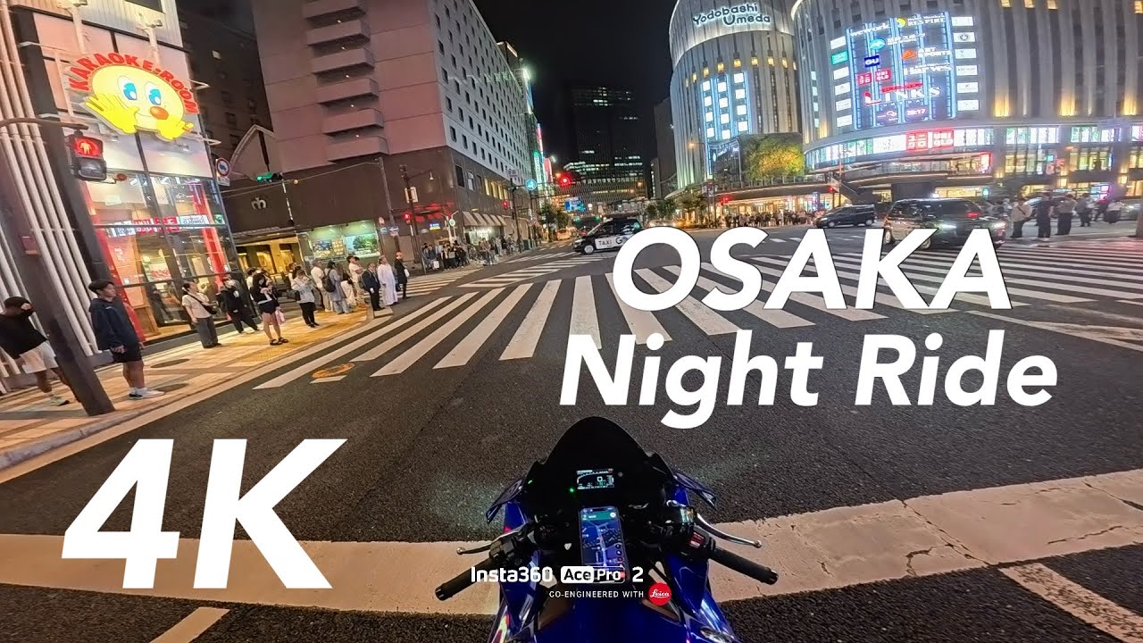 [4K] YAMAHA YZF-R1 OSAKA Night Ride | insta360