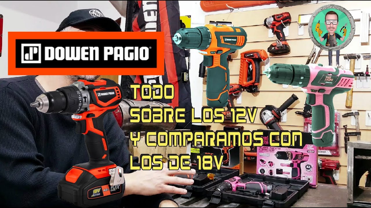 Taladros atornilladores 12v Dowen Pagio y Pink Power con percutor