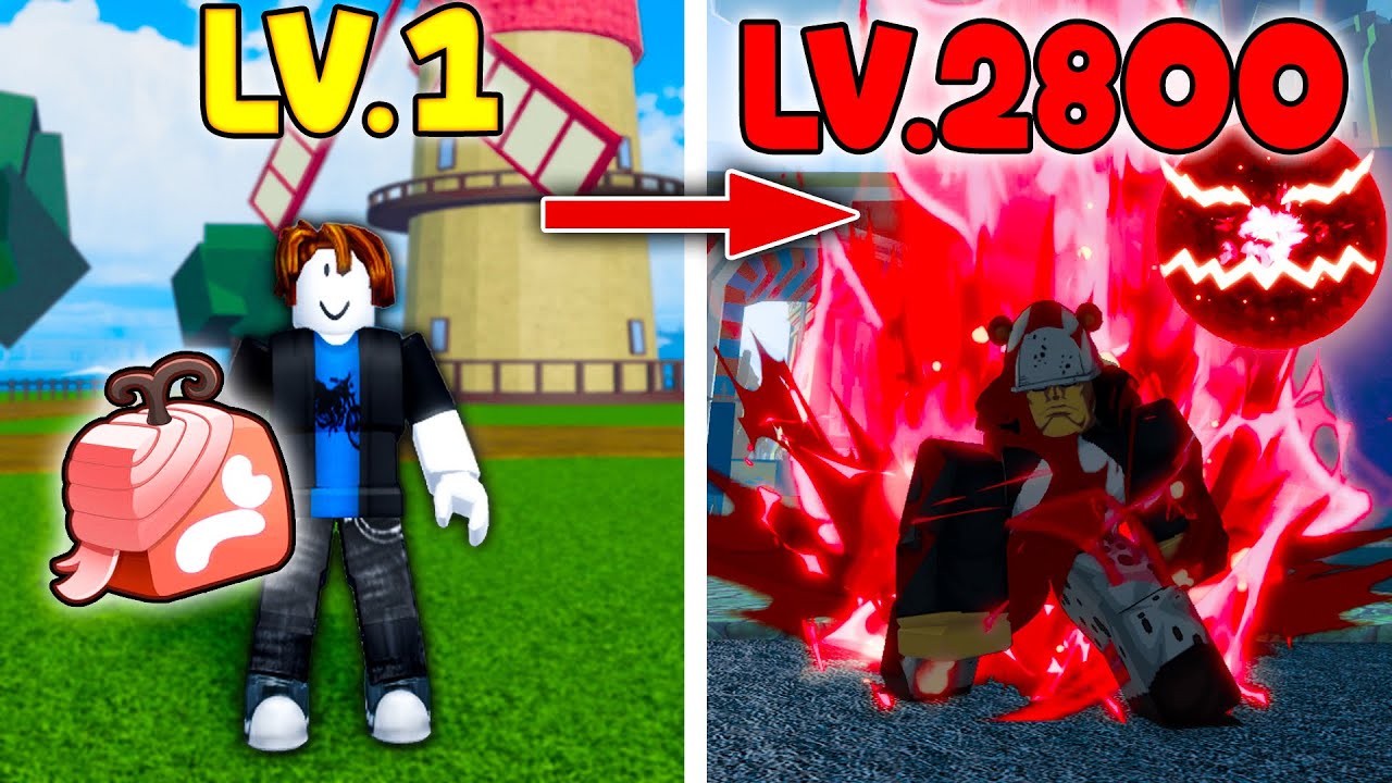 Blox Fruits เวล 1 ถึง 2800 คลิปเดียวจบ!! | คุมะ ผลPain(ผลหมี) เผ่ามิ้งV4 !!