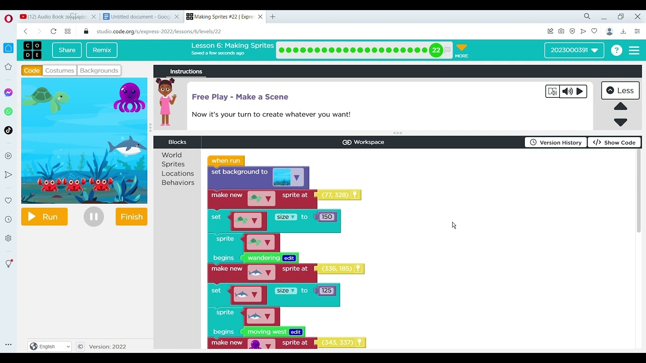Making Sprites #22   Express Course 2022   Code org   Opera 2023 07 15 14 46 44