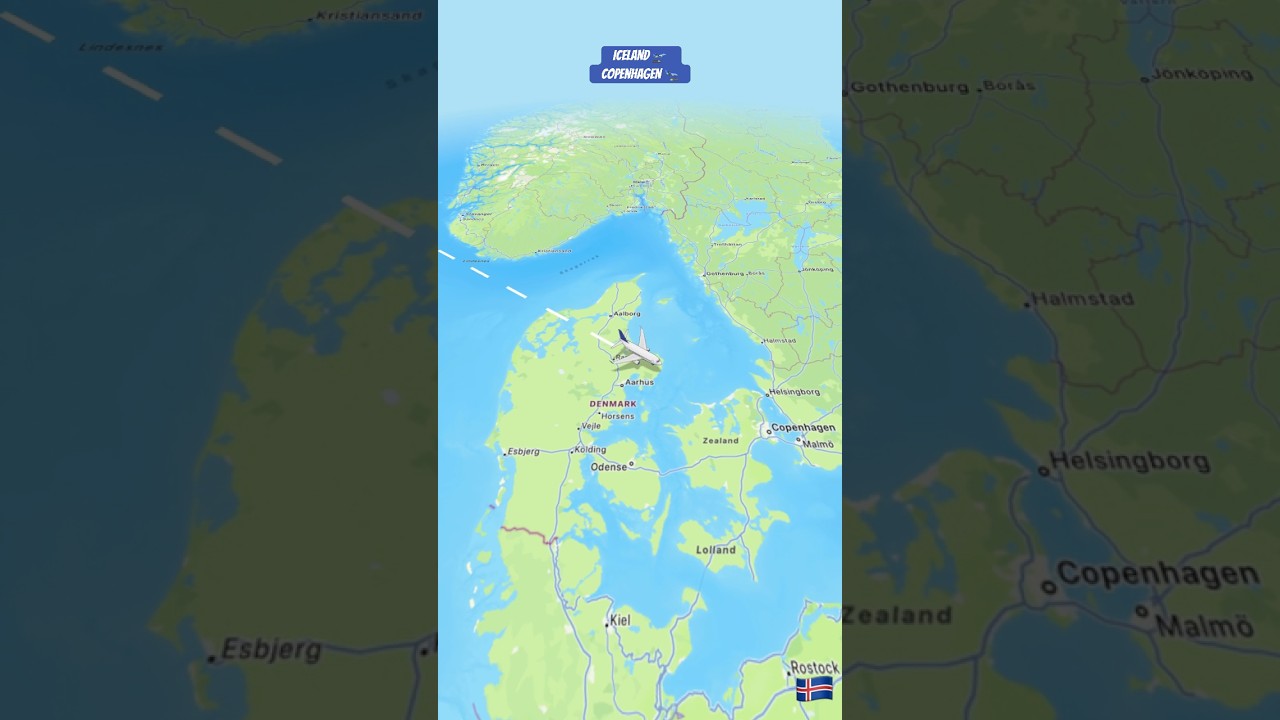 Iceland 🇮🇸 to Copenhagen by Scandinavian Airlines #dohaairport #airline #map