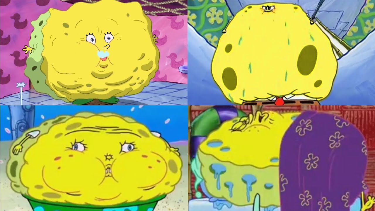 Every time Spongebob inflated in his home (and in his yard)