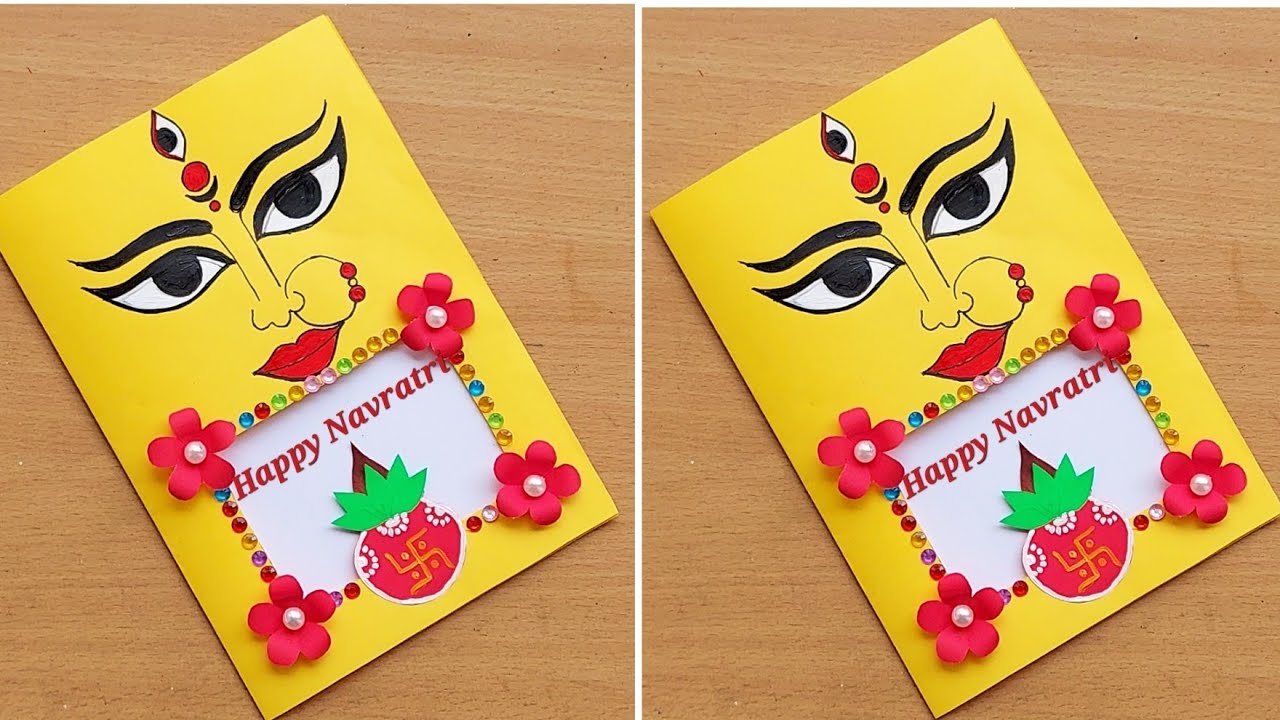 Easy and Beautiful Navratri Greeting card/Handmade Navratri Card/Durga puja Card