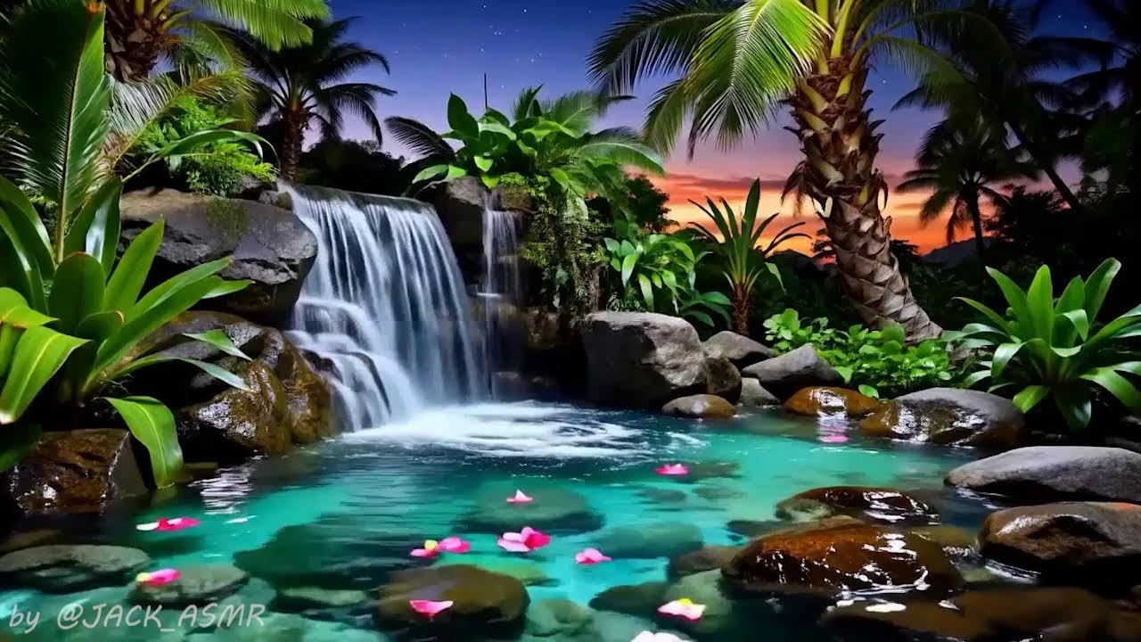 You Won’t Believe This Hidden Tropical Waterfall 🌴 Relaxing Night Sounds