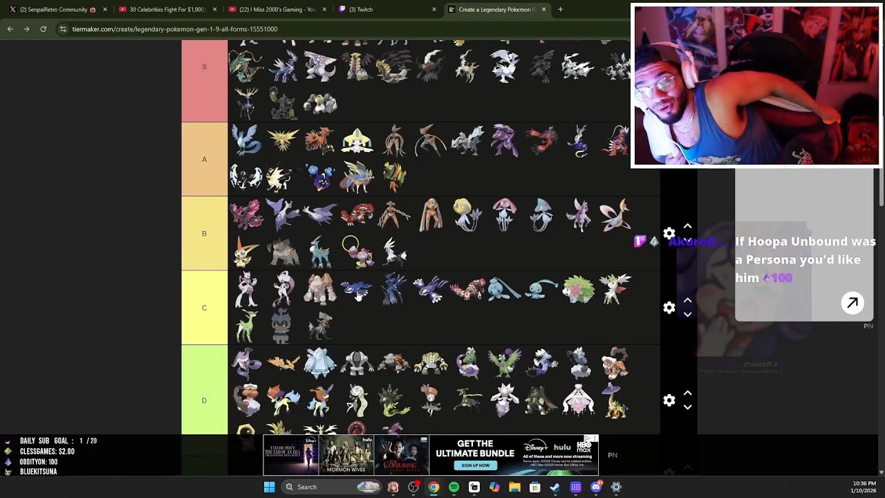 RetroGPT generates a Pokemon Legendaries/Mythicals Tierlist