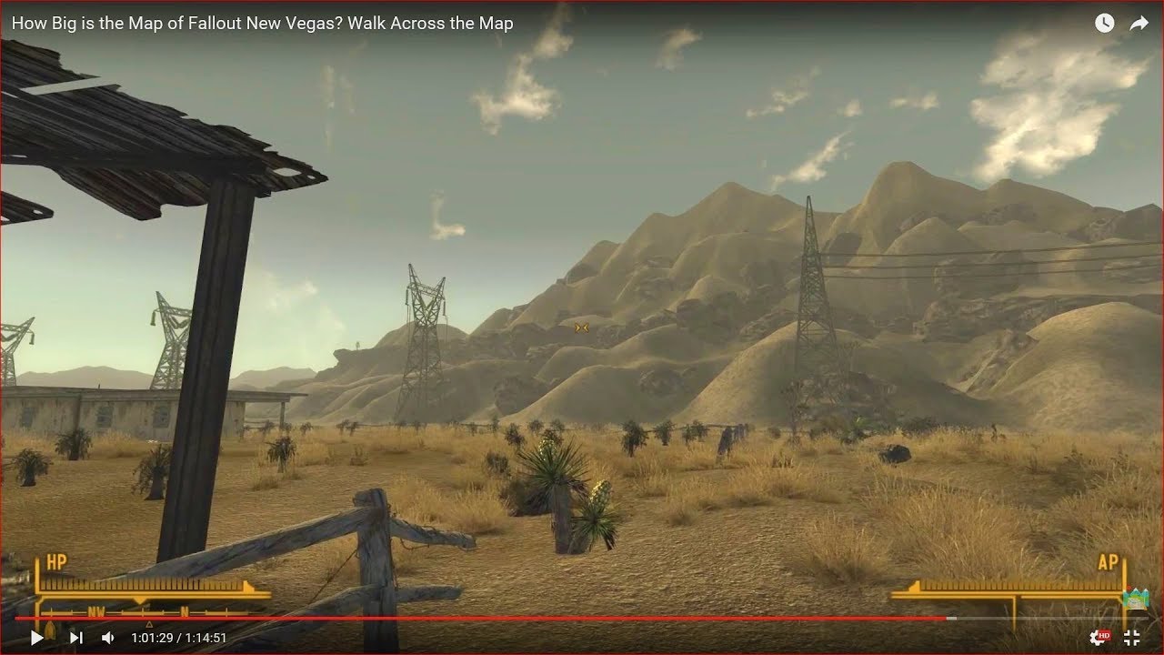 HOW BIG IS THE MAP in Fallout New Vegas? Walk Across the Map